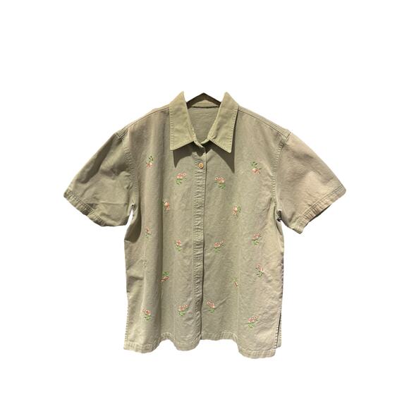Green Floral Button Up - Picture 1 of 1